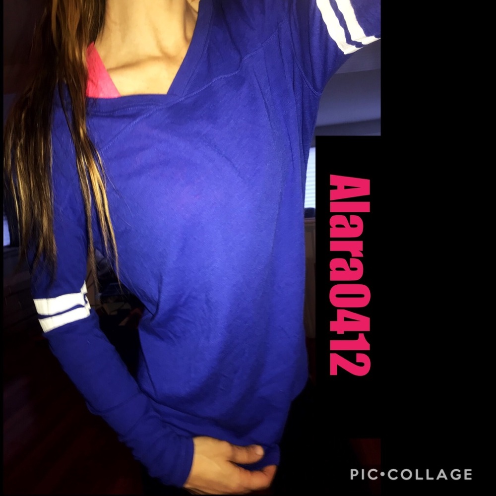 VS PINK STRIPED ARM VARSITY NWT XS  NECK TOP